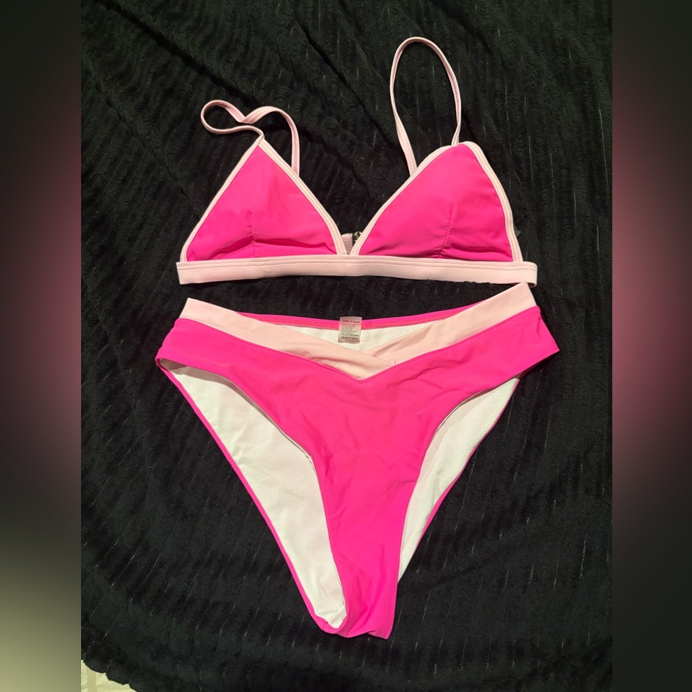 Pink and White Bikini Set